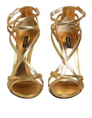 Dolce & Gabbana Goldene Leder Keira High-Heel-Sandalen