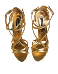 Dolce & Gabbana Goldene Leder Keira High-Heel-Sandalen