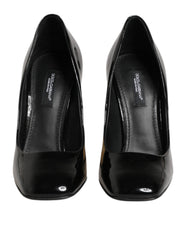 Dolce & Gabbana Schwarze Goldene Lackleder Logo Absätze Pumps Schuhe