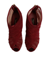 Dolce & Gabbana Rote Tüll-Stiefeletten mit Stilettoabsatz Schuhe