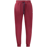 Maroon sweatpants with a drawstring on a white background