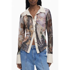 Desigual Beiges Polyester-Damenhemd