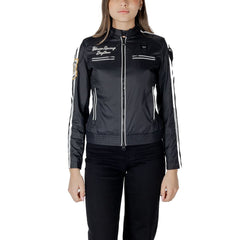 Blaue Black Polyamide Bikerjacke
