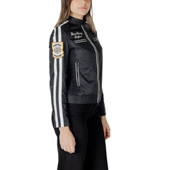 Blaue Black Polyamide Bikerjacke
