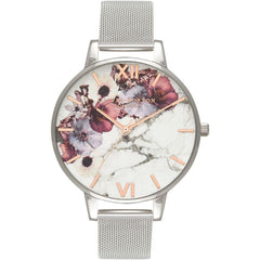 Olivia Burton Silberne Edelstahl-Damenuhr