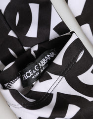 Dolce & Gabbana Schwarz Weiß DG Logo Ellenbogenlange Fäustlingshandschuhe