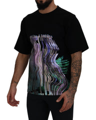 Dolce & Gabbana Baumwoll-T-Shirt mit Rundhalsausschnitt und Print in Schwarz