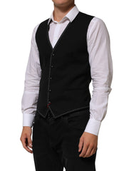 Dolce & Gabbana Schwarze Herren-Wollweste formell