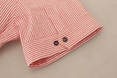 Dolce & Gabbana Rood Wit Gestreepd Katoenen Overhemd Met Korte Mouwen
