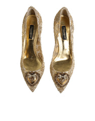 Dolce & Gabbana Gold Taormina Spitze DEVOTION Pumps Schuhe