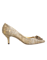 Dolce & Gabbana Gold Taormina Spitze DEVOTION Pumps Schuhe