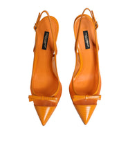 Dolce & Gabbana Slingpumps aus orangefarbenem Leder und Mesh