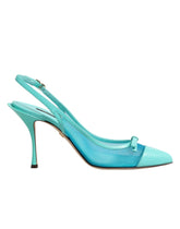 Dolce & Gabbana Blauw Lederen Mesh Hakken Slingback Schoenen