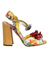 Dolce & Gabbana Mehrfarbige Sandalen mit Blumen- und Kristallverzierung