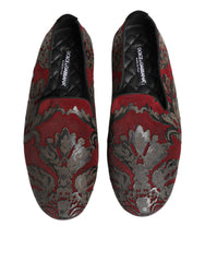 Dolce & Gabbana Bordeaux Jacquard Leder Slipper Loafer