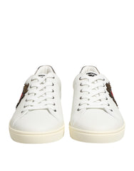 Dolce & Gabbana Weiße Leder-Sneaker mit Herz-Applikation