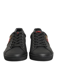 Dolce & Gabbana Black Leather Heart Embellished Sneakers Shoes