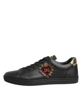 Dolce & Gabbana – Schwarze Sneakers aus Leder mit Herzverzierung
