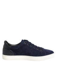Dolce & Gabbana Blaue Leder-Sneakers aus Wildleder (Low Top)