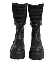 Dolce & Gabbana Schwarze kniehohe Bikerstiefel aus Leder