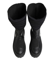 Dolce & Gabbana Schwarze kniehohe Bikerstiefel aus Leder