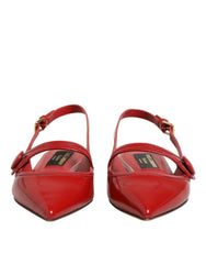 Dolce & Gabbana Rote Leder Slingback-Ballerinas Sandalen Schuhe