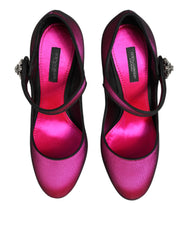 Dolce & Gabbana Pink Strass Mary Janes Pumps Schuhe