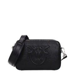 PINKO Black Leather Crossbody Bag