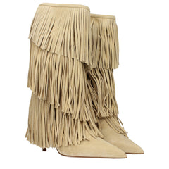Paris Texas beige Lederflachstiefeletten