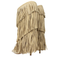 Paris Texas beige Lederflachstiefeletten