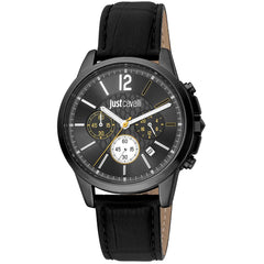 Just Cavalli Schwarze Lederuhr