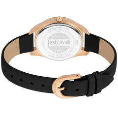 Just Cavalli Black Leather Dress Watch