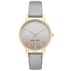 Nine West Gray Leather Dress Watch