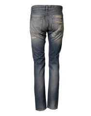 Dolce & Gabbana Blaue zerrissene Herren Skinny Denim Jeans