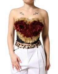 Dolce & Gabbana Schwarzes Gold Herz Bustier Korsett Lametta Top