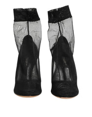 Dolce & Gabbana Black Nylon Stretch Mesh Sock Boots Shoes