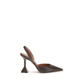 Amina Muaddi Brown Calf Leather Bos Taurus High Heel Pumps