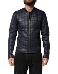 Dolce & Gabbana Blaue Nylon Bomberjacke mit durchgehendem Reißverschluss für Herren