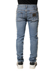 Dolce & Gabbana Blaue verzierte Skinny Jeans aus Baumwolle