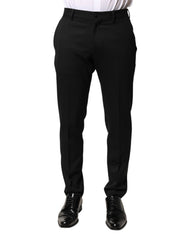 Dolce & Gabbana Schwarze Herren-Anzughose aus Wolle mit mittlerer Bundhöhe