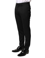 Dolce & Gabbana Schwarze Herren-Anzughose aus Wolle mit mittlerer Bundhöhe