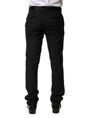 Dolce & Gabbana Schwarze Herren-Anzughose aus Wolle mit mittlerer Bundhöhe