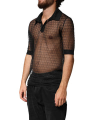 Dolce & Gabbana Schwarzes transparentes, kurzärmeliges Freizeit-Polo-Top