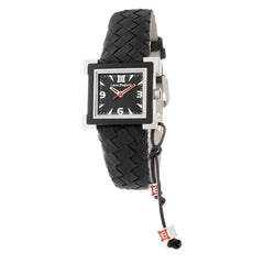 Laura Biagiotti Schwarze Lederarmbanduhr