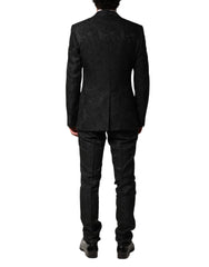 Dolce & Gabbana Schwarzer Brokat Einreihiger 2-Teiler Anzug
