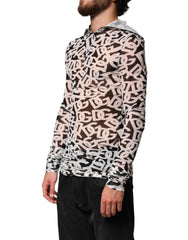 Dolce & Gabbana Weißes DG Logo Langarm-Rollkragenshirt
