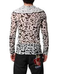 Dolce & Gabbana Weißes DG Logo Langarm-Rollkragenshirt