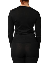 Dolce & Gabbana Schwarzer transparenter Strickcardigan mit Knopfleiste