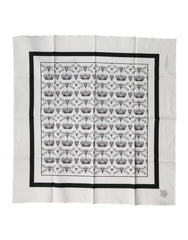Dolce & Gabbana Weißes Kronen Baumwoll Herren Quadratisches Foulard Halstuch