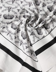 Dolce & Gabbana Weißes Kronen Baumwoll Herren Quadratisches Foulard Halstuch